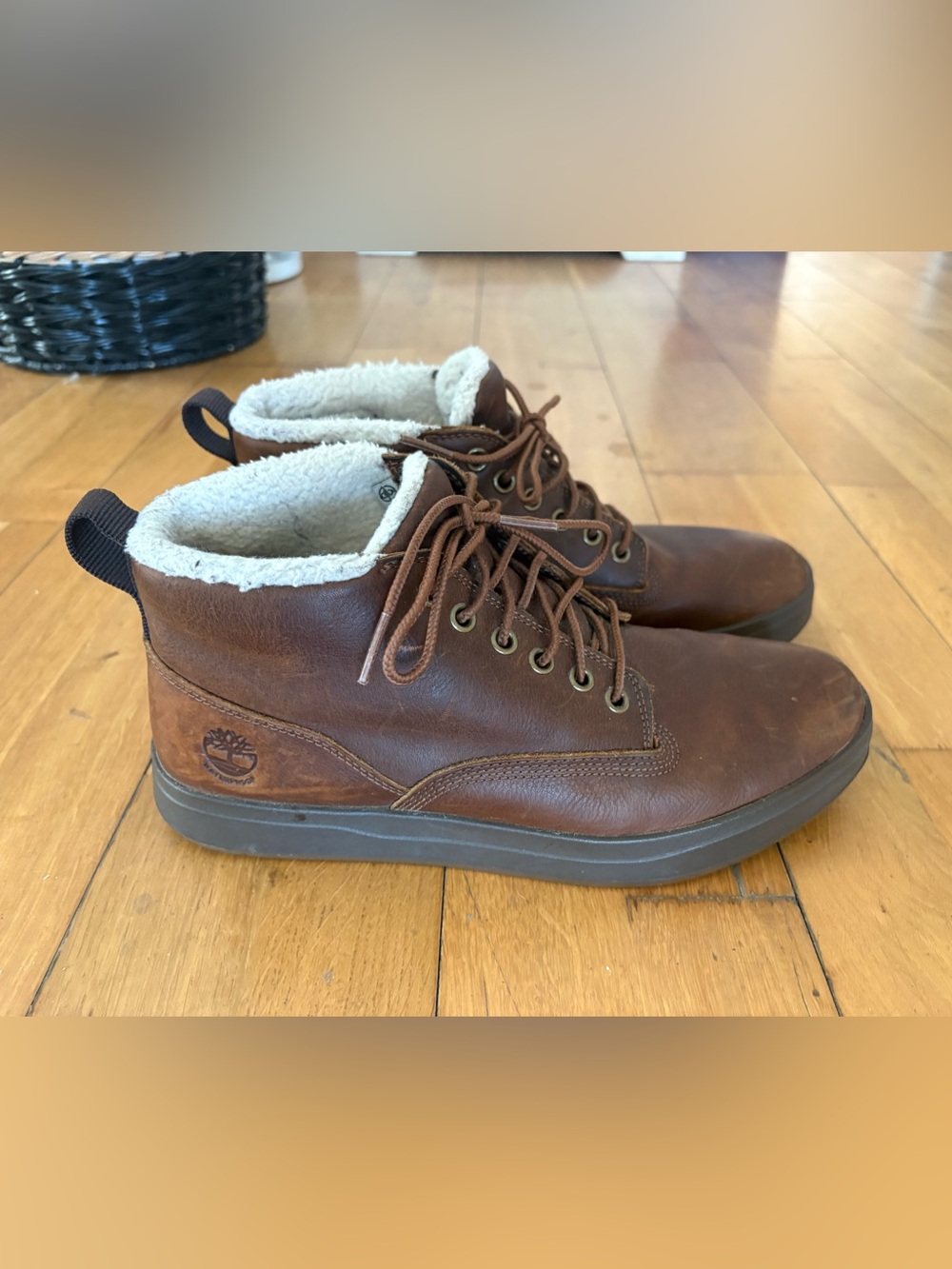 Timberland Men's Dark Brown Leather Sherpa-Lined Ankle Boots